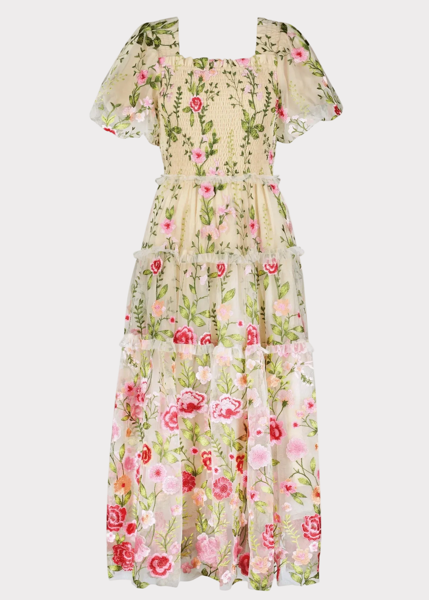 Rose Dress Midi - Cream
